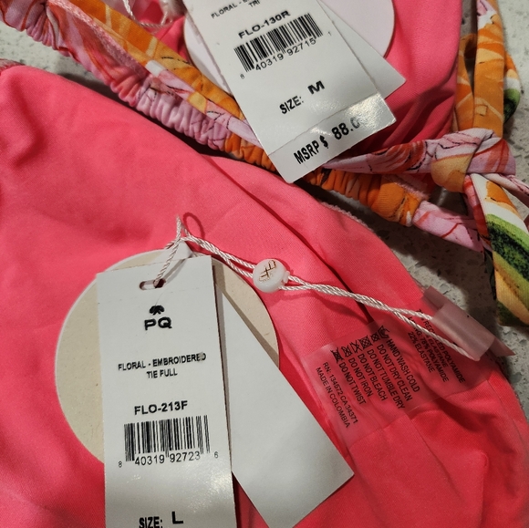 PQ SWIM Flora Embellished Bikini Top M/Bottom L - Picture 14 of 16